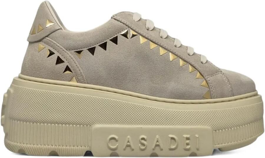 Casadei Nexus sneakers met plateauzool en studs Beige