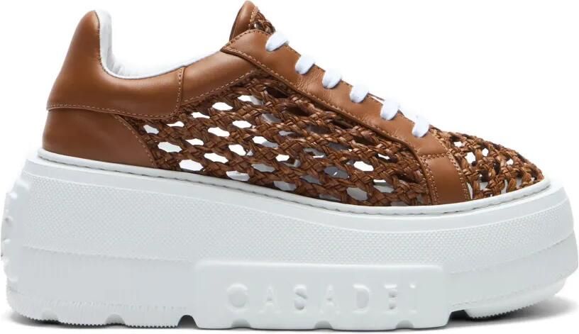 Casadei Nexus Versilia geweven sneakers met plateauzool Bruin