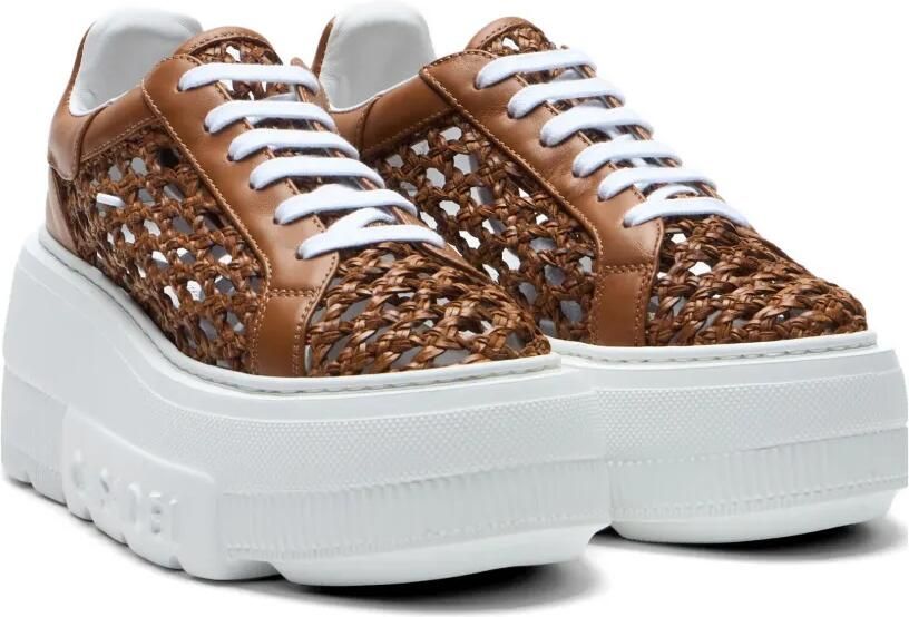 Casadei Nexus Versilia geweven sneakers met plateauzool Bruin - Foto 3