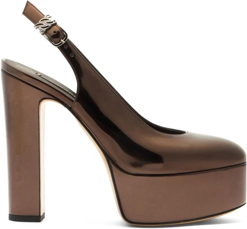 Casadei Patty Interstellar slingback pumps met plateauzool Bruin