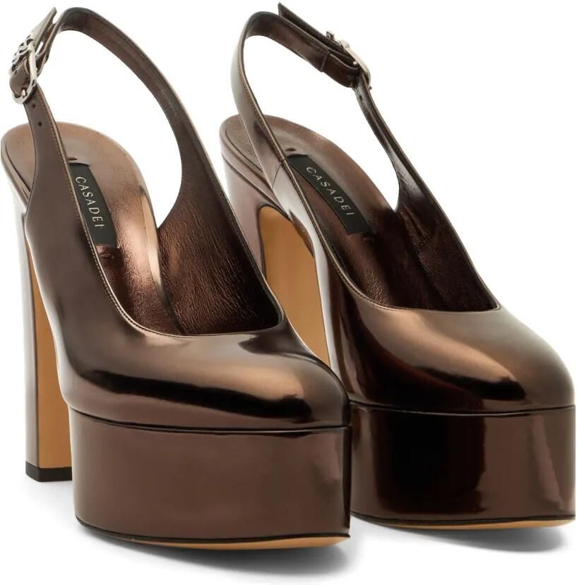 Casadei Patty Interstellar slingback pumps met plateauzool Bruin - Foto 2