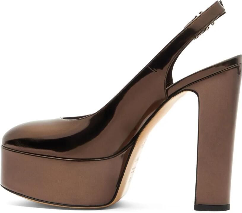 Casadei Patty Interstellar slingback pumps met plateauzool Bruin - Foto 4