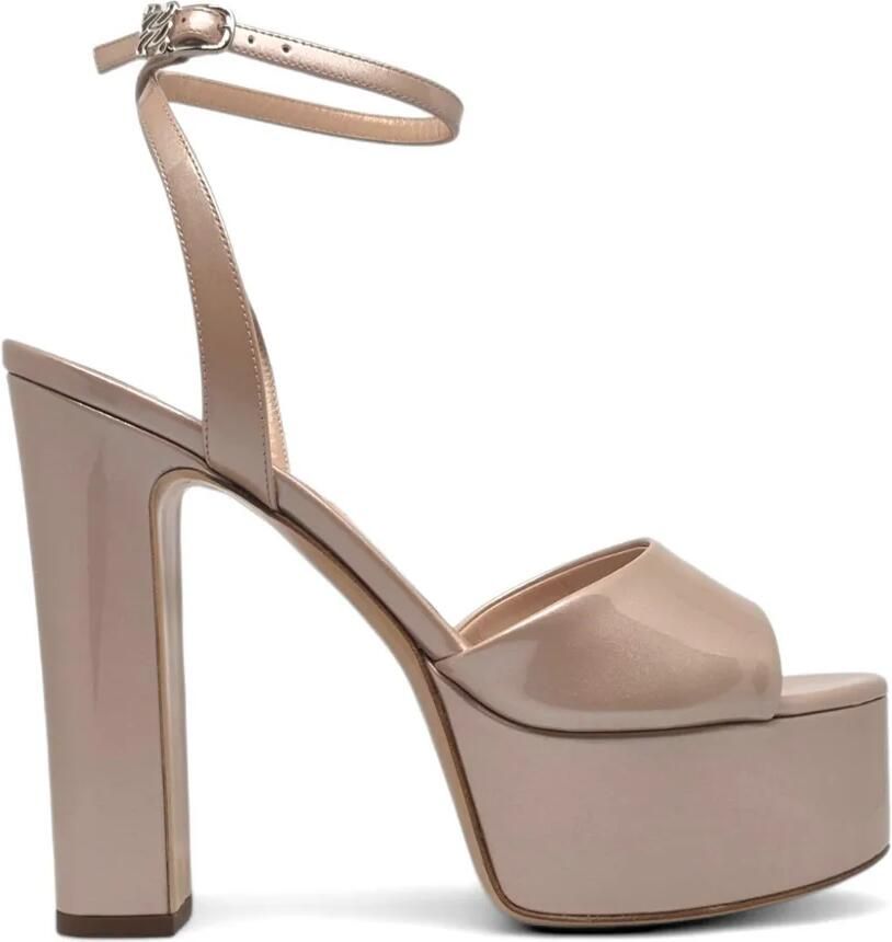 Casadei Patty sandalen met plateauzool en gelakte afwerking Beige