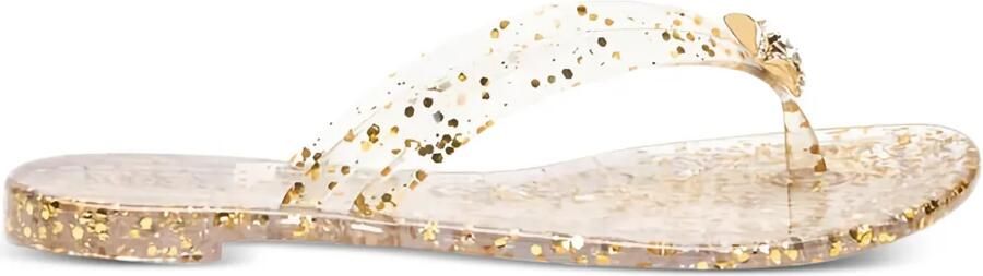 Casadei Platte sandalen verfraaid met glitters Beige
