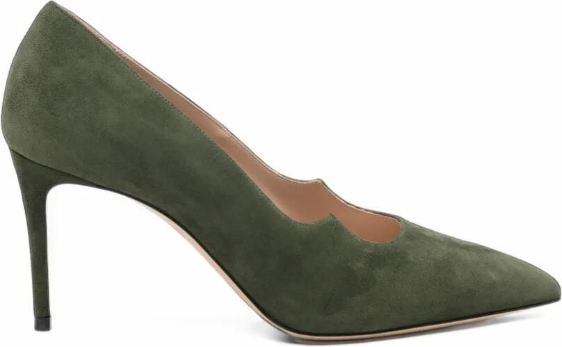 Casadei pointed-toe suede pumps Groen