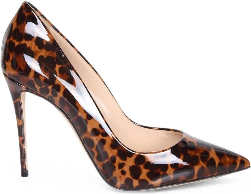 Casadei Pumps met luipaard-print en gelakte afwerking Bruin