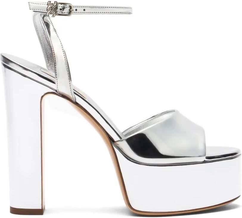 Casadei Pumps met plateauzool en spiegelende afwerking Zilver