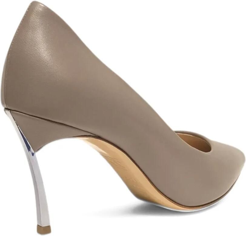Casadei Samurai Blade 80mm pumps met metallic hak en puntige neus Beige - Foto 2
