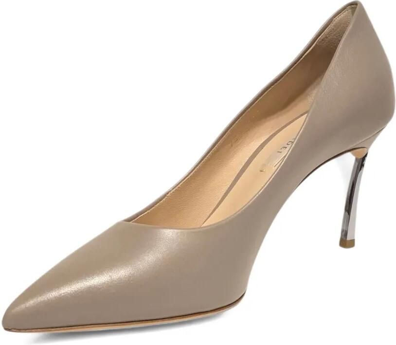Casadei Samurai Blade 80mm pumps met metallic hak en puntige neus Beige - Foto 3