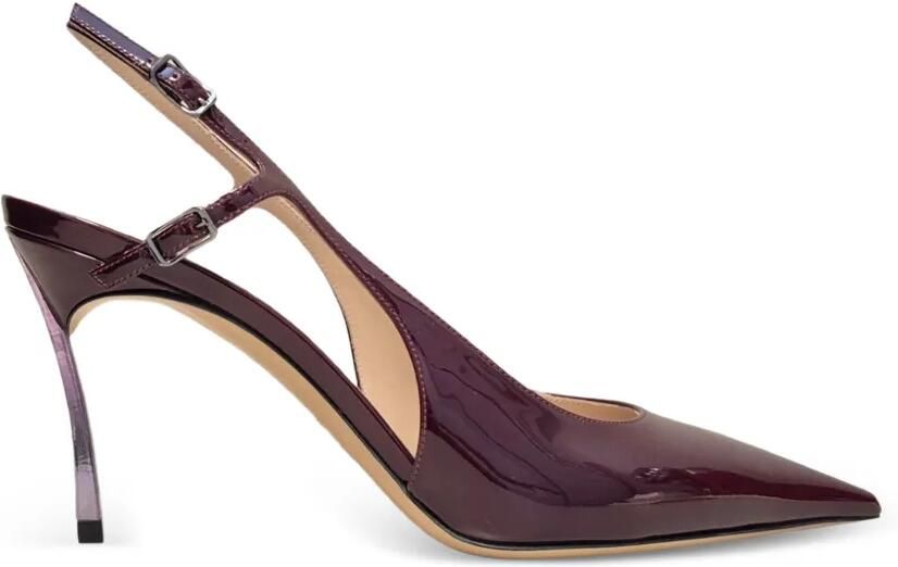 Casadei Samurai Julia slingback pumps met lakleren afwerking Paars