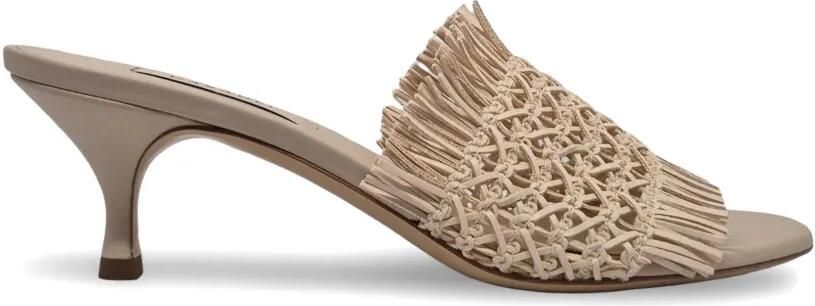 Casadei Sandalen met franje en hak Beige