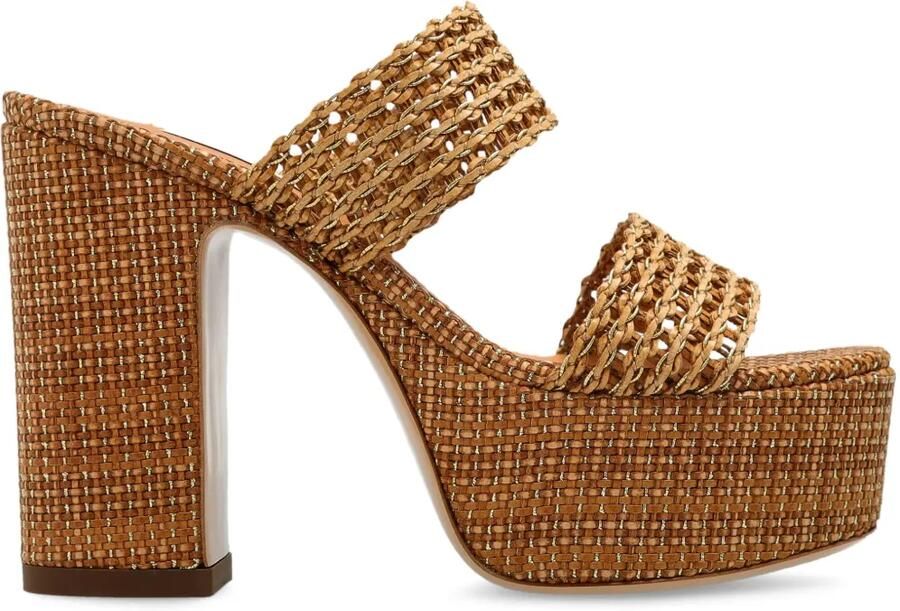 Casadei Sandalen met geweven plateauzool Beige