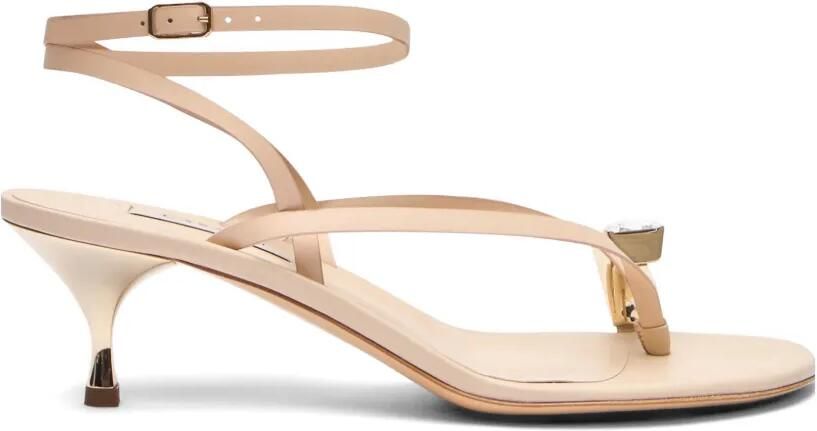 Casadei Sandalen verfraaid met kristallen en kitten-hak Beige