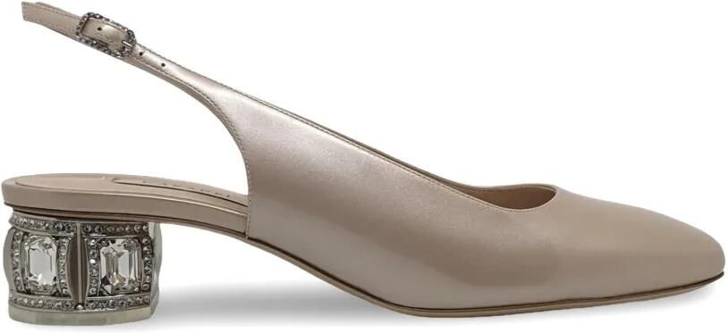 Casadei Slingback pumps verfraaid met kristallen Beige