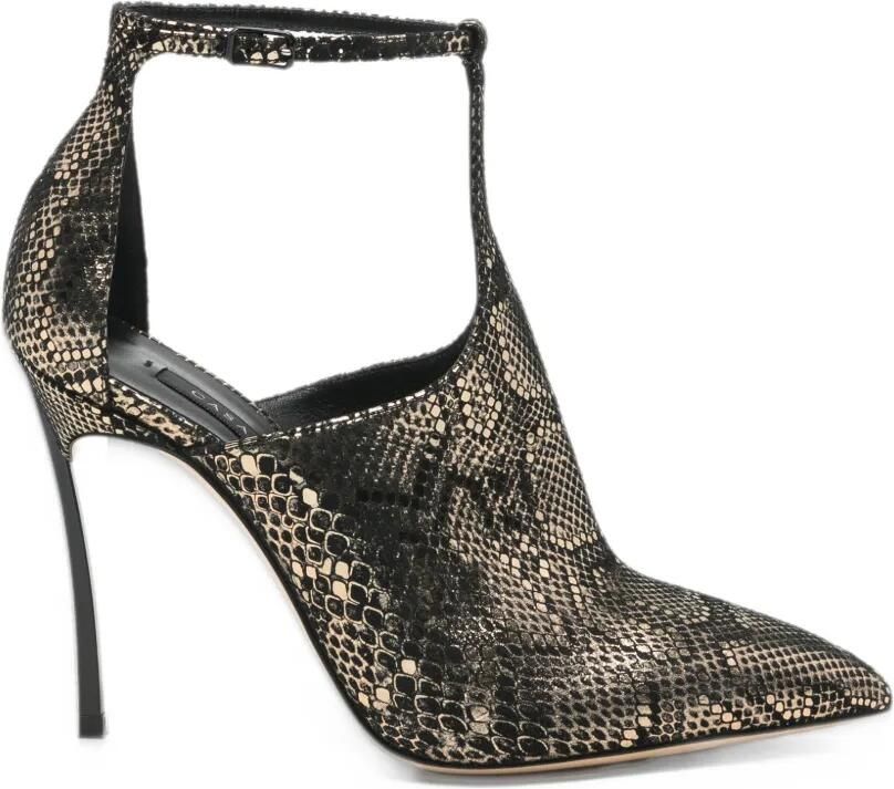 Casadei snake-effect buckled pumps Goud