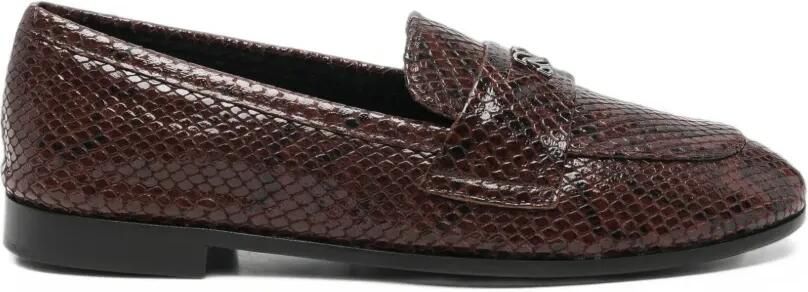 Casadei snake-effect logo-plaque loafers Bruin