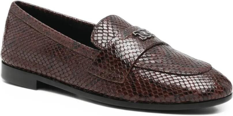 Casadei snake-effect logo-plaque loafers Bruin - Foto 2