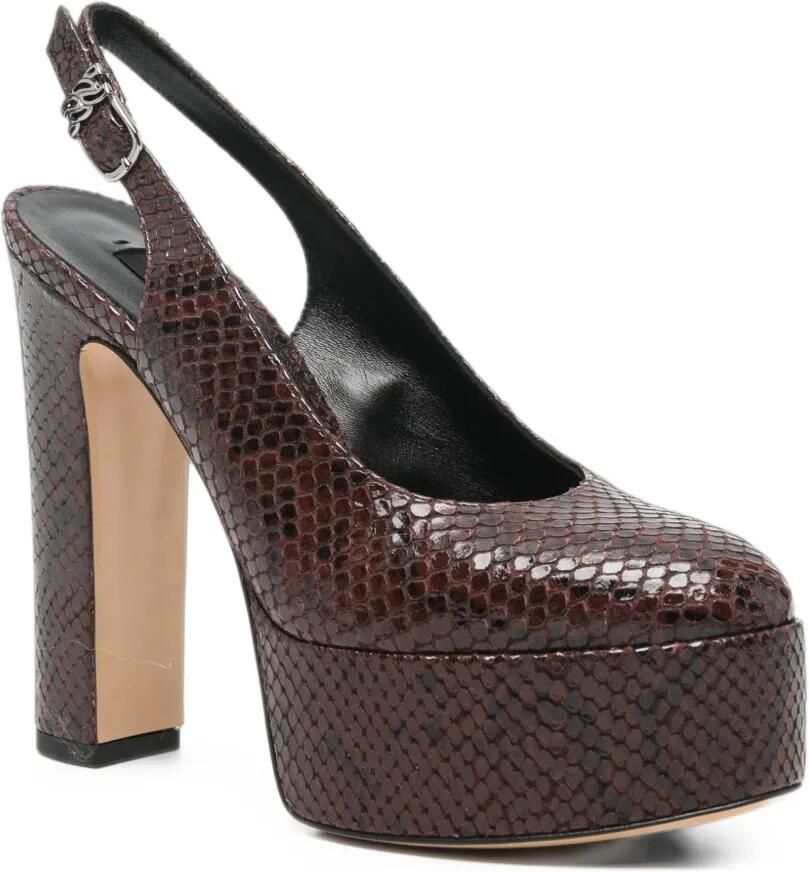 Casadei snakeskin-effect platform pumps Bruin - Foto 2