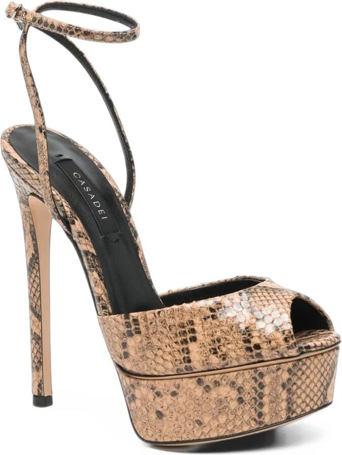 Casadei snakeskin-effect platform sandals Beige - Foto 2