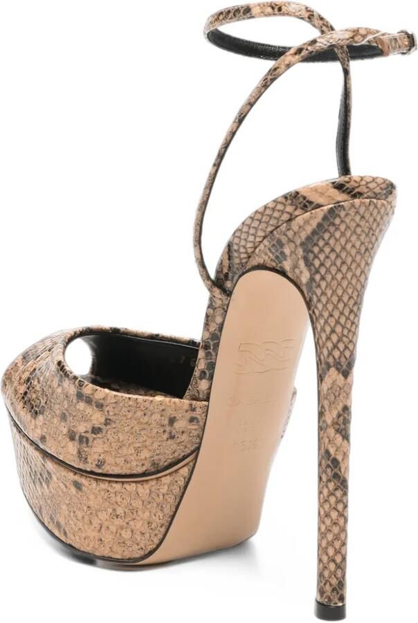 Casadei snakeskin-effect platform sandals Beige - Foto 3