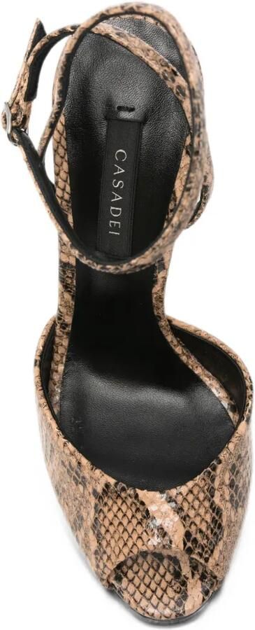 Casadei snakeskin-effect platform sandals Beige - Foto 4
