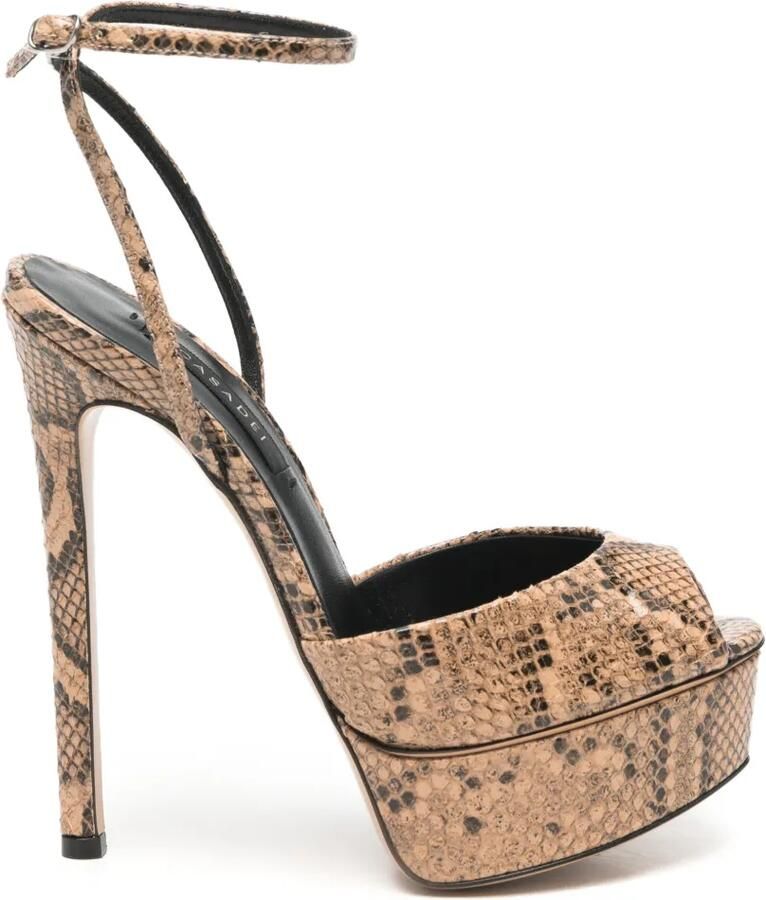 Casadei snakeskin-effect platform sandals Beige