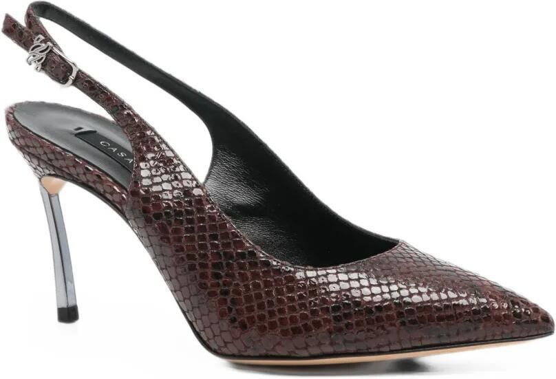 Casadei snakeskin-effect slingback pumps Bruin - Foto 3