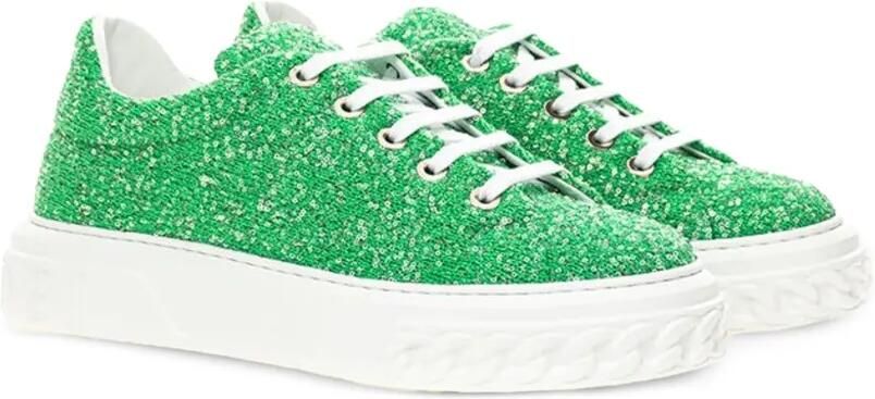 Casadei Sneakers verfraaid met pailletten en chunky zool Groen - Foto 5
