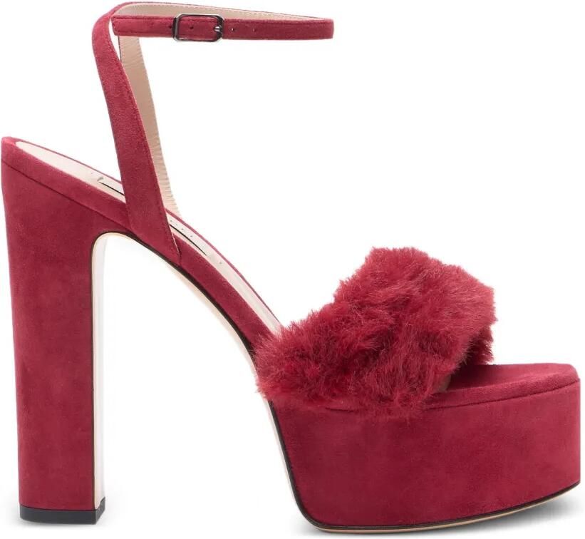 Casadei Suède pumps met plateauzool Rood