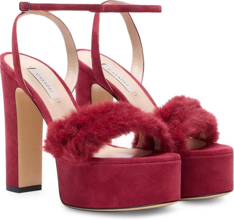 Casadei Suède pumps met plateauzool Rood - Foto 4