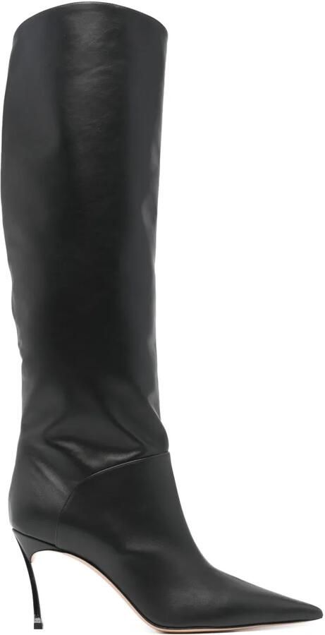 Casadei Superblade 80 mm leren laarzen Zwart
