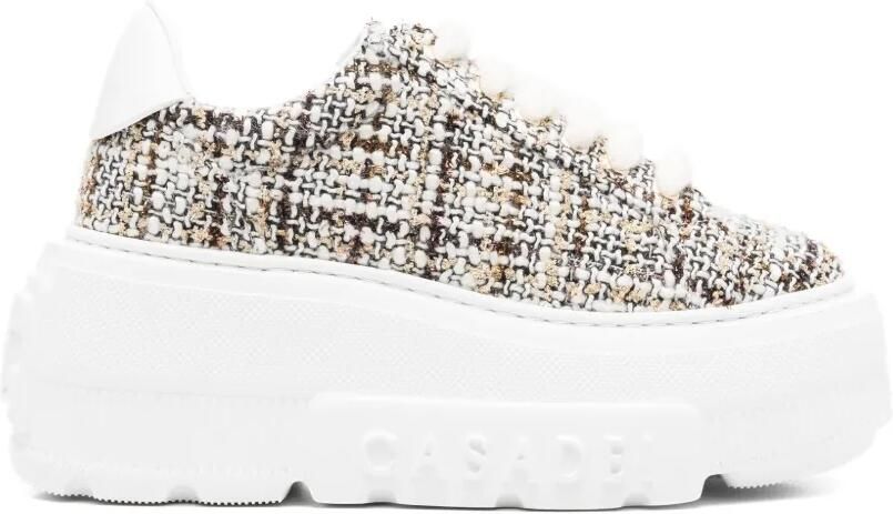 Casadei Tweed sneakers met plateauzool Beige