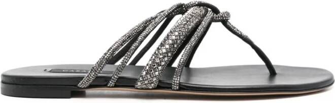 Casadei crystal-embellished flat sandals Grijs