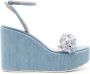 Casadei Elsa sandalen met sleehak 80 mm Blauw - Thumbnail 1