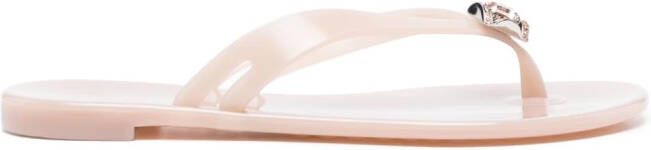 Casadei Infradito slippers met kristallen Beige