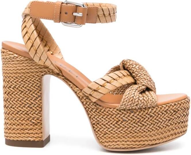 Casadei Isa Formentera 120mm interwoven sandals Bruin