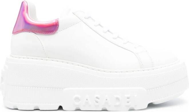 Casadei Leren sneakers met holografisch vlak Wit