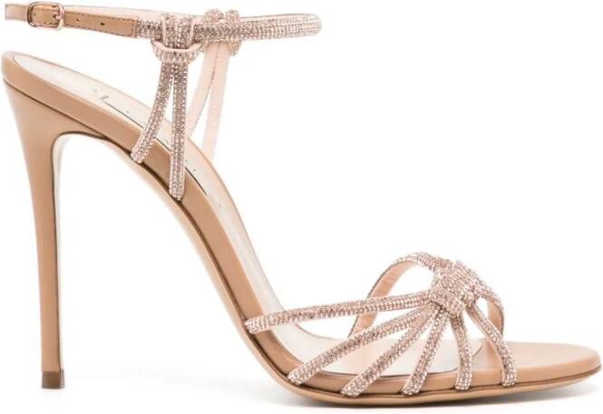 Casadei Minorca 110mm sandalen verfraaid met kristallen Beige