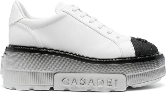 Casadei Nexus leren sneakers met plateauzool Wit