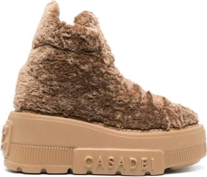 Casadei Nexus sneakers met fleece textuur Beige