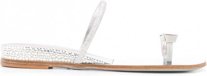 Casadei Sandalen met kristallen bandje Zilver