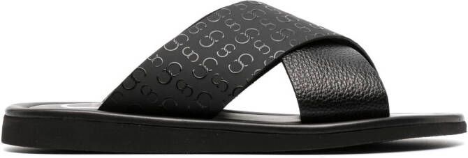 Casadei Slippers met monogram Zwart