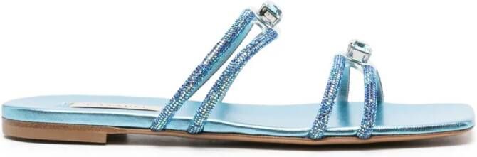 Casadei Slippers verfraaid met kristallen Blauw