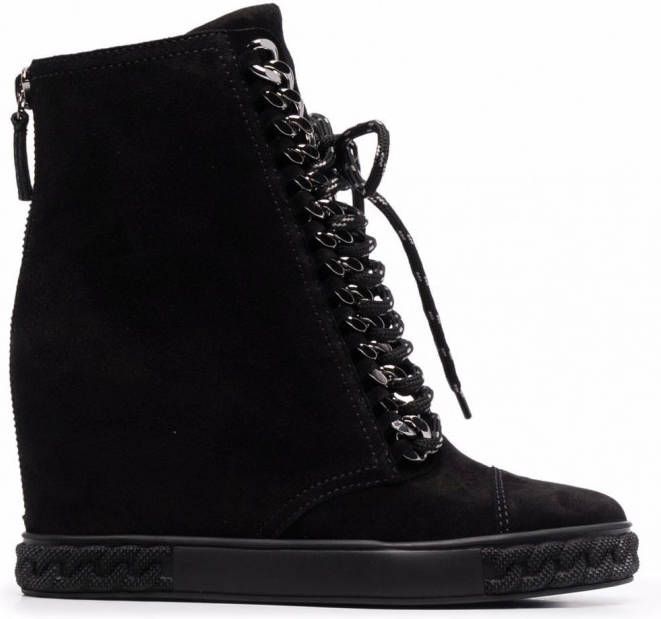 Casadei Sneakers met sleehak dames kalfssuède pvc leer 38.5 Zwart