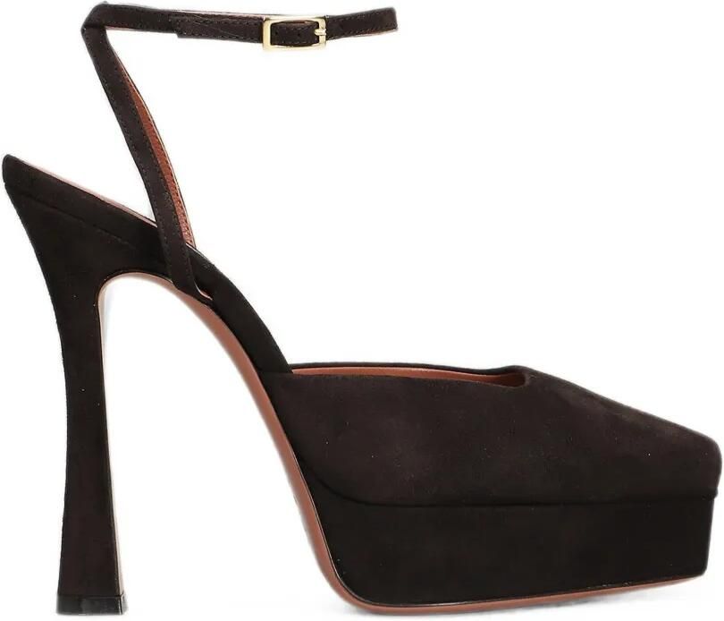 Castagna Vicky pumps met plateauzool en open neus Bruin