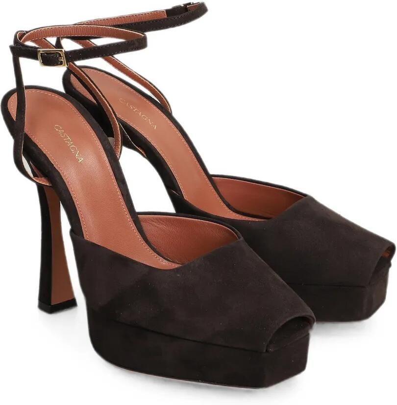 Castagna Vicky pumps met plateauzool en open neus Bruin - Foto 3