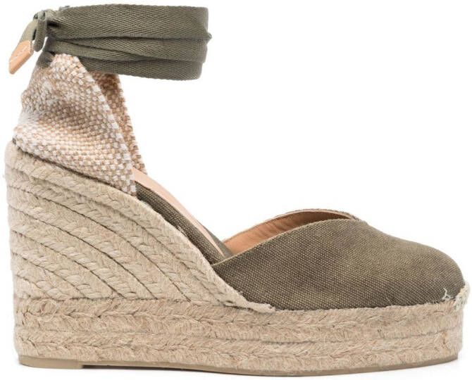 Castañer Espadrilles met sleehak Groen