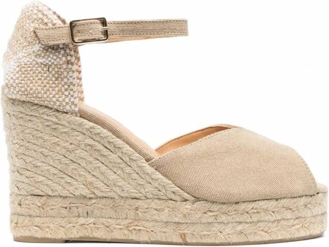 Castañer 110 mm Bianca espadrilles met sleehak Beige