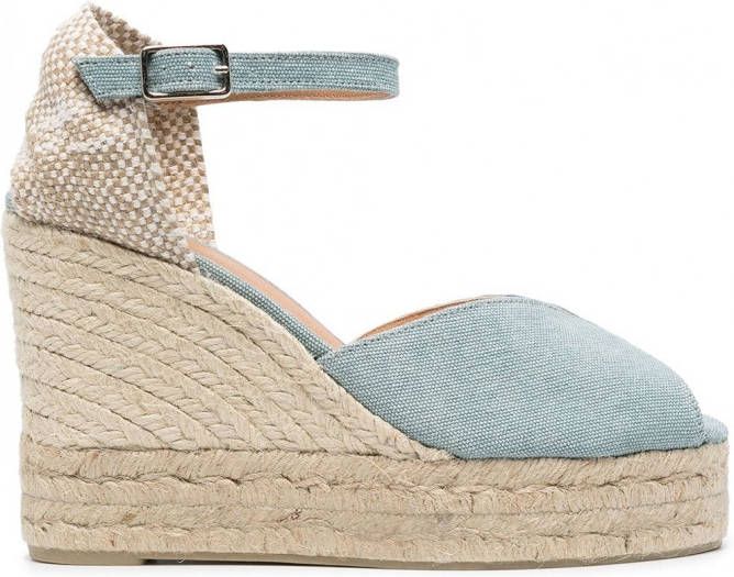 Castañer 110 mm Bianca espadrilles met sleehak Blauw
