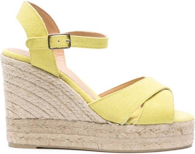 Castañer 110 mm Blaudell espadrilles met sleehak Groen